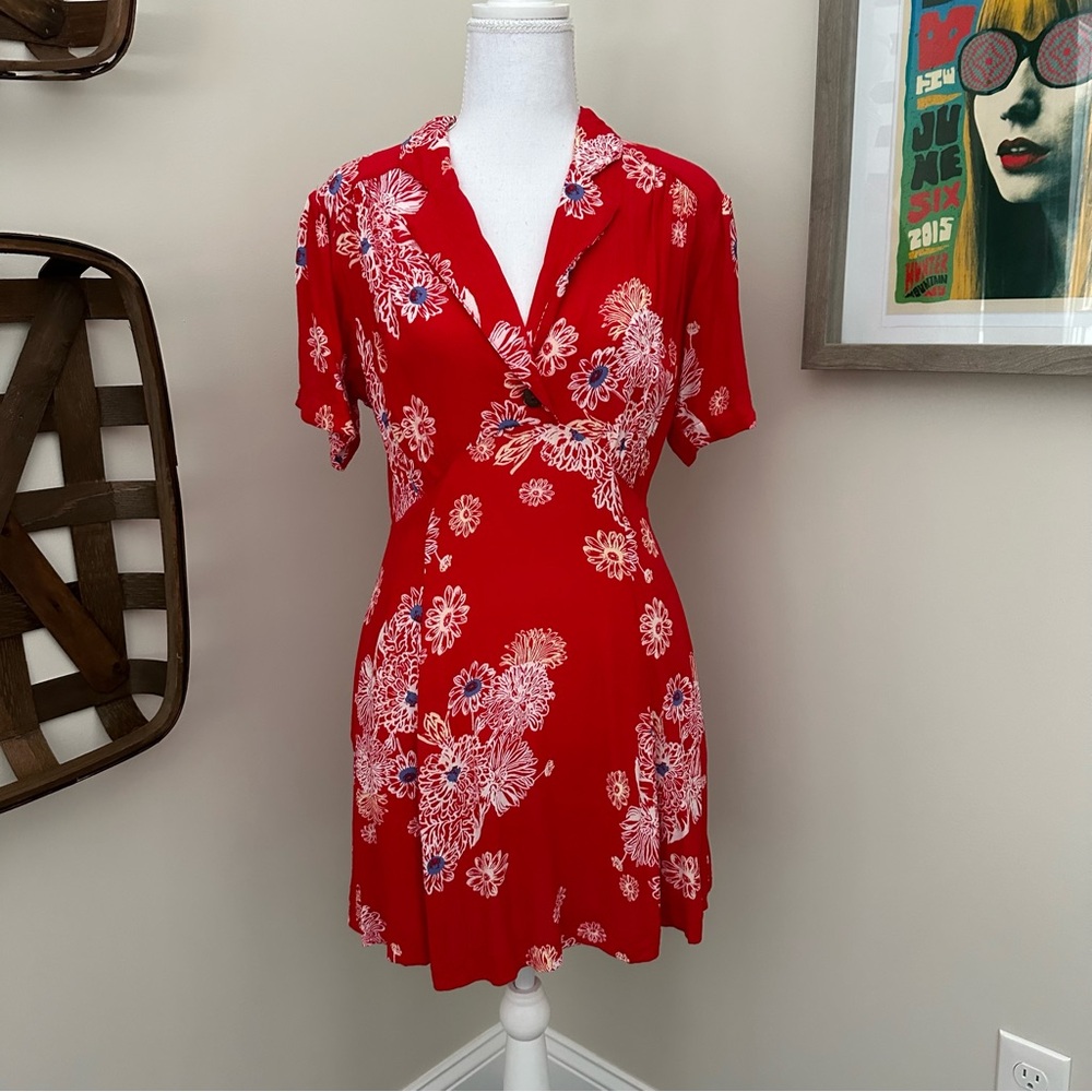 Free People Blue Hawaii Floral Mini Dress